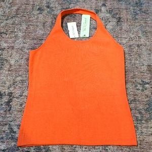 NWT Tori Richard Orange Halter Neck Silk Top Y2K "XL" - fits M